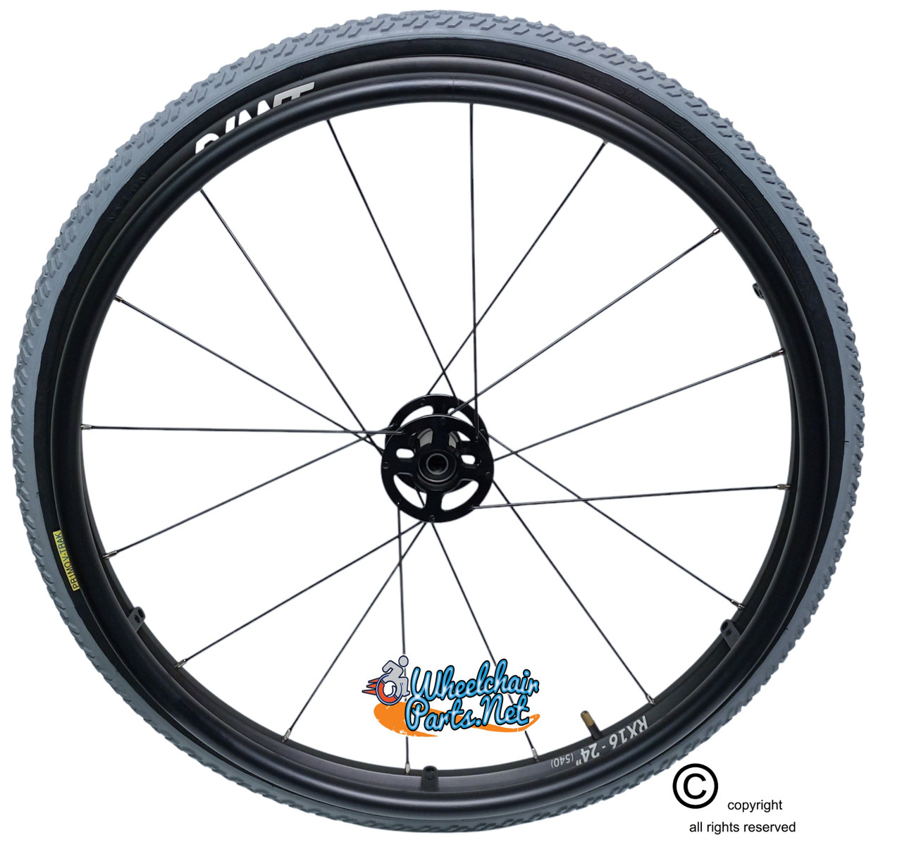 24" x 1 3/8" (540) 16 Spoke Wheel With ALL TERRAIN AIR PNEUMATIC Tires - Set of 2